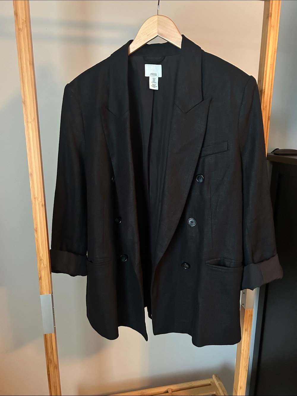 H&M Oversized Black Double-Breasted Women's Blazer